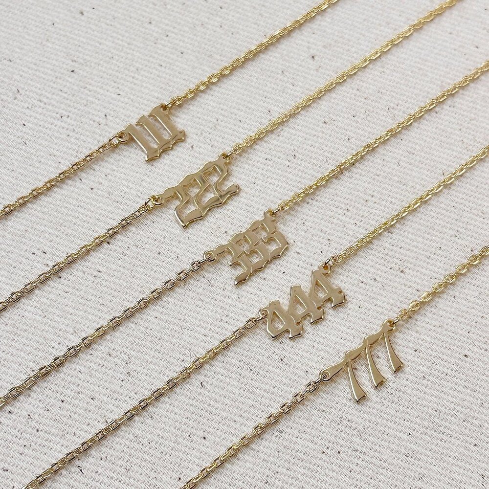 18K Gold Filled 444 Angel Number Necklace - Picture 5 of 6